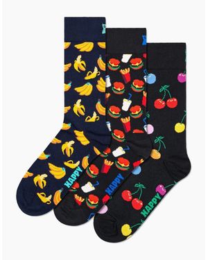 Happy Socks 3-Pack Bananas, Cherries & Burgers Socks - Blue