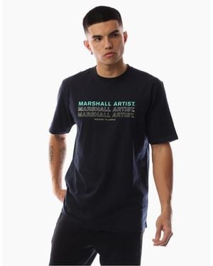 Marshall Artist Text Graphic Crew Neck Short Sleeve Jersey T-Shirt - Black