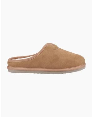Hush Puppies Conrad Suede Memory Foam Slippers Tan - White