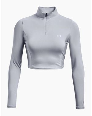 Under Armour Shine Crop Quarter Zip Fleece Top - Blue