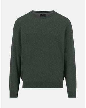 Fynch-Hatton Merino Wool Cashmere Crewneck Knit Dark Ivy - Green