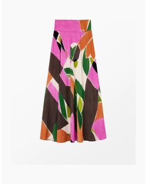 Ro&zo Abstract Geo-Print Maxi Skirt - White