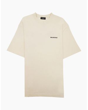 Balenciaga Logo Crewneck T Shirt Off - Natural
