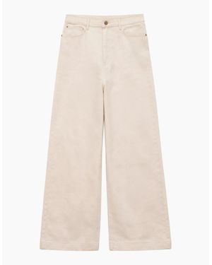 Ro&zo Petite Ecru Cotton Twill Wide Leg Jeans - White
