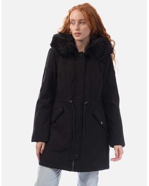 DKNY Zip Front Softshell Parka Jacket - Black