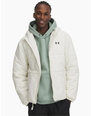 Under Armour Solid Patterned Hooded Zipped Pocket Puffer Jacket - Grey