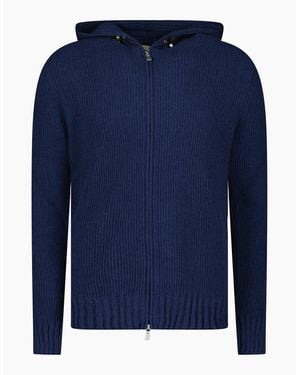 Gran Sasso Ribbed Zip-Up Hoodie - Blue