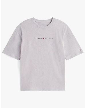 Tommy Hilfiger Ss Tee Cont. Logo T-Shirts & Tank Tops Light Heather - White
