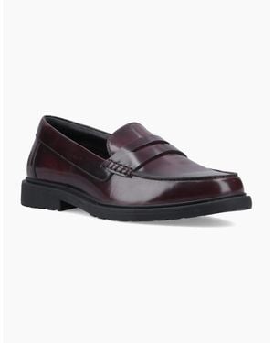Hush Puppies Verity Slip On Leather Plum Loafers - Purple
