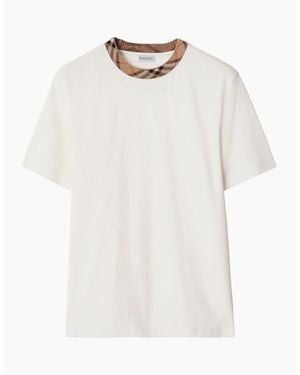 Burberry Check Trim Relaxed Fit Cotton T-Shirt - White