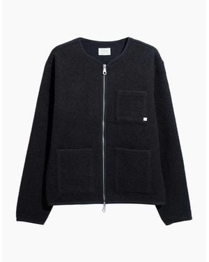 Farah Tucker Wool Blend Collarless Zip Liner - Black