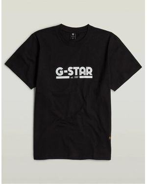 G-Star Line Script Lettering Regular Fit T-Shirt - Black