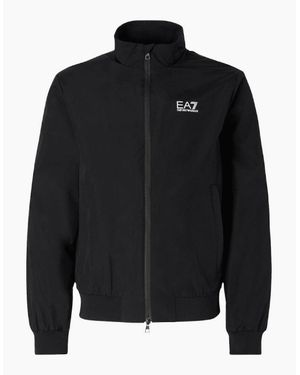 EA7 Funnel Neck Zip Up Jacket - Black