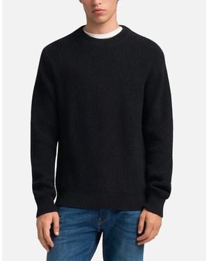 Replay Chunky Rib Knit Pullover Jumper Dark - Black
