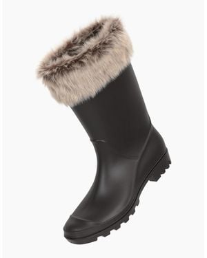 Mountain Warehouse Ladies Faux Fur Lined Wellington Boots - Black