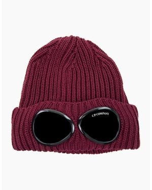 C.P. Company Extra Fine Merino Wool Goggle Beanie Port Royal 589 - Red