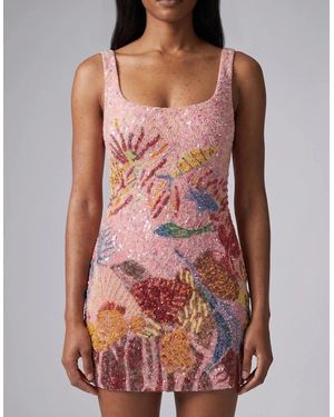 Oceanus Oceanic Bloom Mini Dress - Red