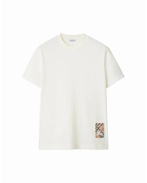 Burberry Check-Logo Patch Cotton T-Shirt - White