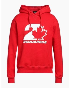 DSquared² Cool Fit Maple Leaf Hoodie - Red