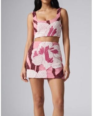 Oceanus Delilah Beaded Co-Ord Skirt X By Poppy - Pink