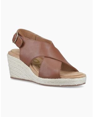Hush Puppies Willow Rattan Wedge Sandals - Brown