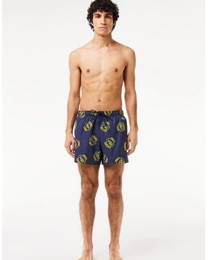 Lacoste Printed Swim Shorts - Blue