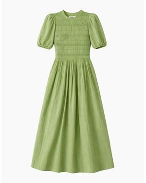 Ro&zo Cotton Shirred Bodice Dress - Green