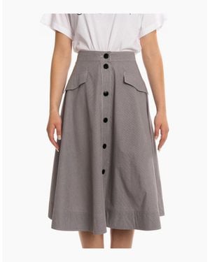 Calvin Klein Gingham Check Buttoned Skirt - Grey