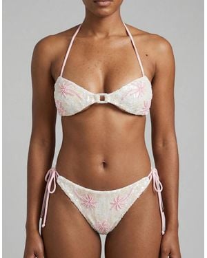 Oceanus Jessica Palm Whisper Ivory Bikini Top - Multicolour