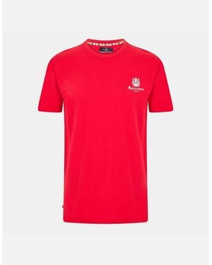 Aquascutum Regular Fit Logo Print Crew Neck T-Shirt - Red