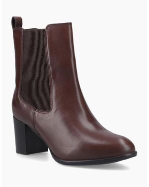Hush Puppies Camellia Heeled Leather Heeled Ankle Boots - Brown