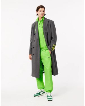 Lacoste Solid Patterned Straight Track Trousers With Ankle Zips - Green