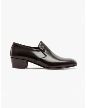 Club Cubano Bilbao Soft Leather Plain Cuban Heel Shoes Dark - Black