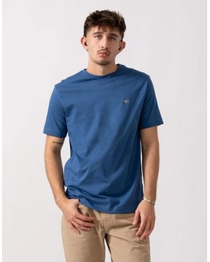 GANT Regular Fit Short Sleeve Shield Logo T-Shirt - Blue