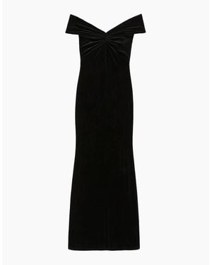 Ro&zo Petite Lia Velvet Off The Shoulder Dress - Black