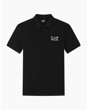 EA7 Concealed Button Up Rear Logo Polo Shirt - Black