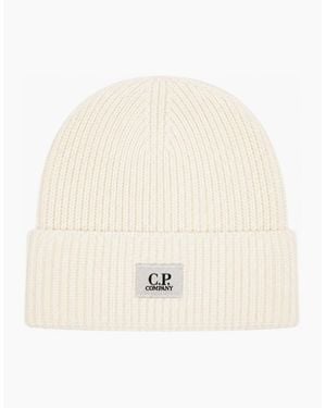 C.P. Company Logo Stitch Beanie Gauze - Natural