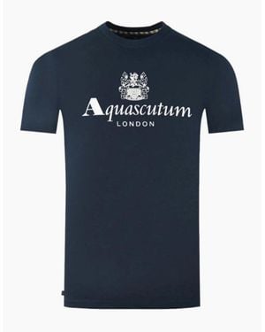 Aquascutum Cotton Print Logo T-Shirt - Blue