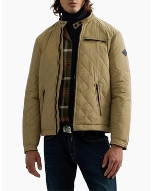Replay Quilted Jacket With Pockets Biker Stone - Natural
