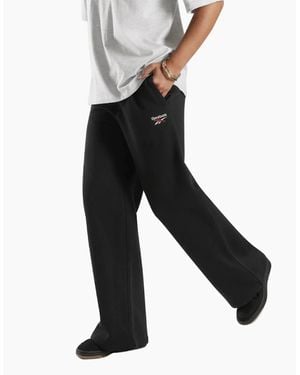 Reebok Id 2-Col Logo Wide Leg Trousers Cotton Joggers - Black