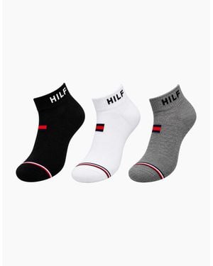 Tommy Hilfiger Ankle Socks 3 Pack Trainer Socks - Black