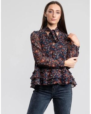 Great Plains Great Plains Highland Floral Tassle Blouse - Black