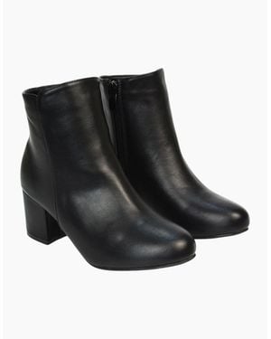 XY London Ladies Saffy Zip Mid Block Heel Ankle Boots - Black