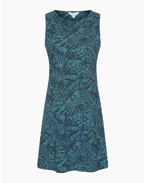 Mountain Warehouse Ladies Milos Leaf Print Sleeveless Dress - Blue