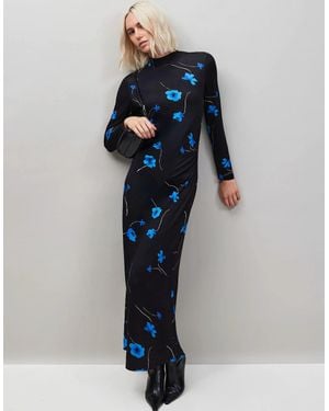 Ro&zo Floral Print Jersey Dress - Blue