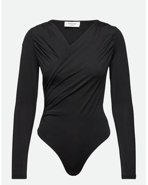 Rosemunde Bodystocking With Wrap Over Front - Black