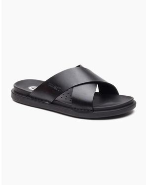 Base London Drift Cross Strap Sandals - Black