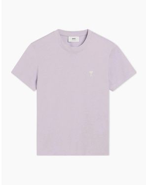 Ami Paris Lilac 'Ami De Coeur' Cotton T-Shirt - Purple