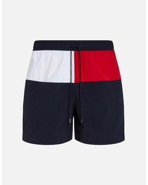 Tommy Hilfiger Flag Mid Length Swim Shorts - Blue