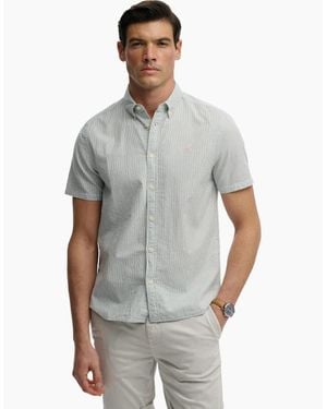 Superdry Classic Seersucker Short Sleeve Shirt - Grey